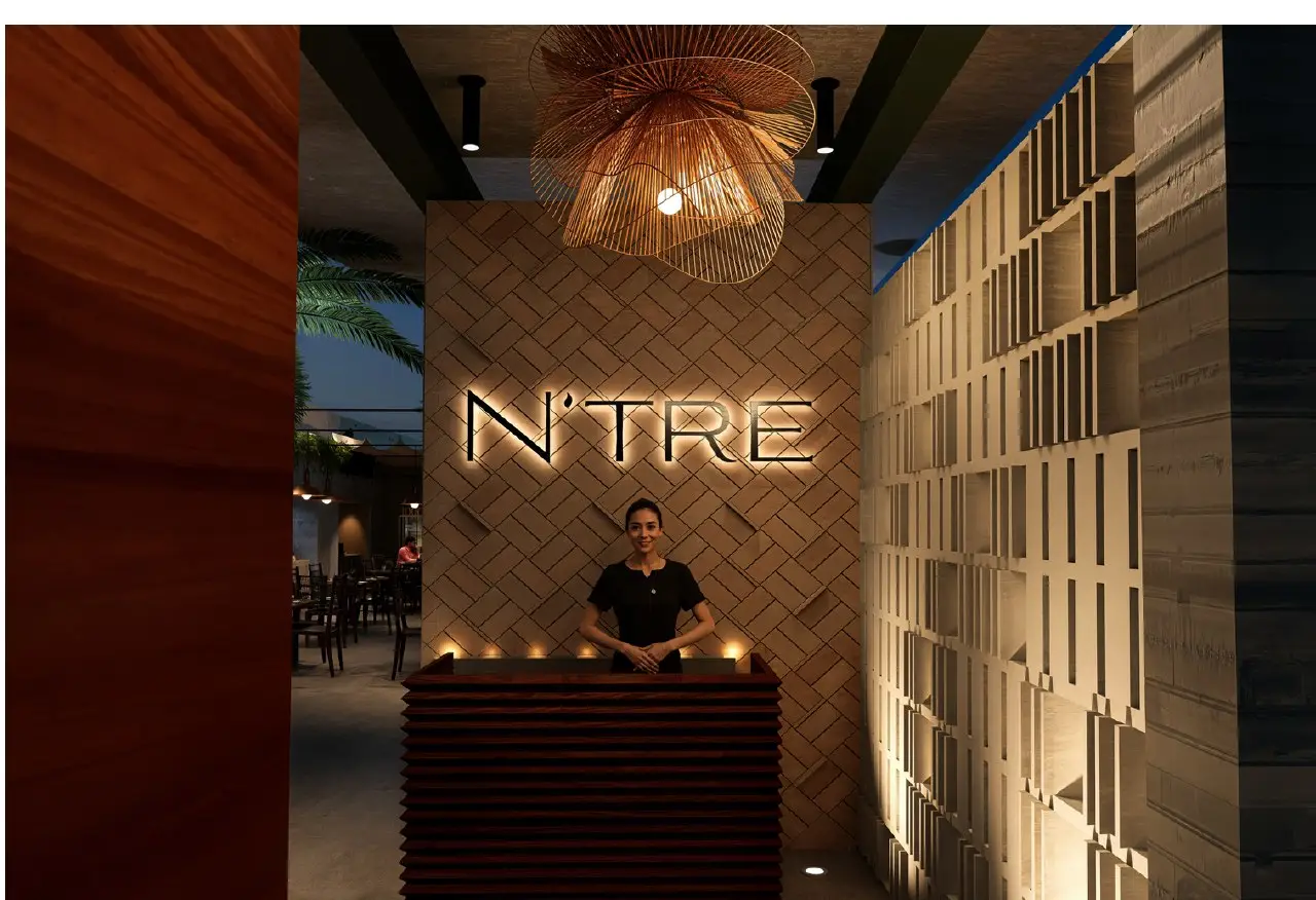 Entrance vestibule of N'TRE Cocina al Fuego in Cabo San Lucas