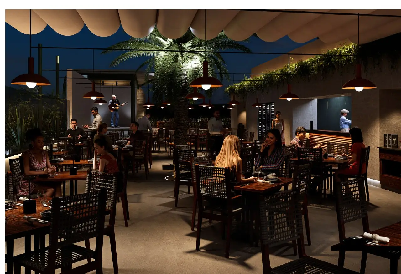 Full dining room at N'TRE Cocina al Fuego in Cabo San Lucas